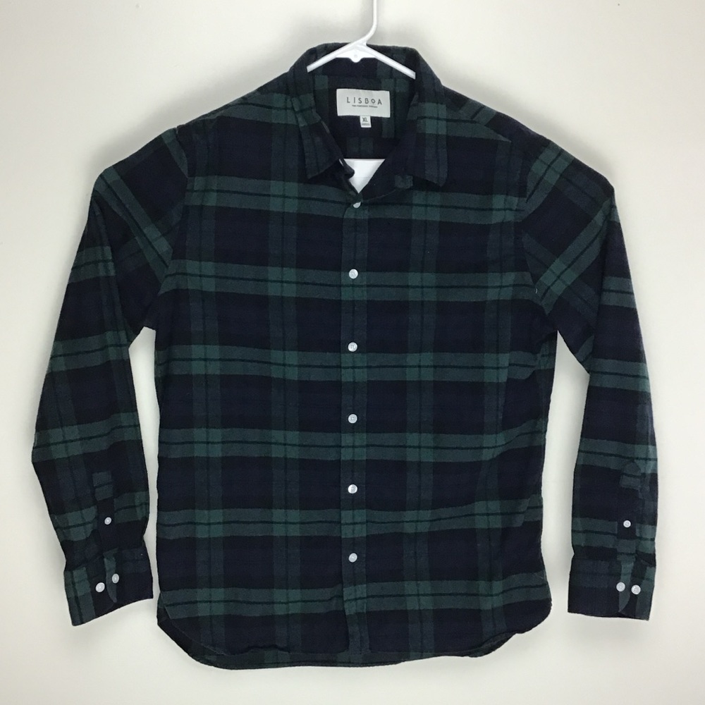 Lisboa mens long sleeve button up flannel shirt XL